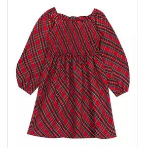 Girls Blouson Sleeve Tartan Plaid Dress New With Tags